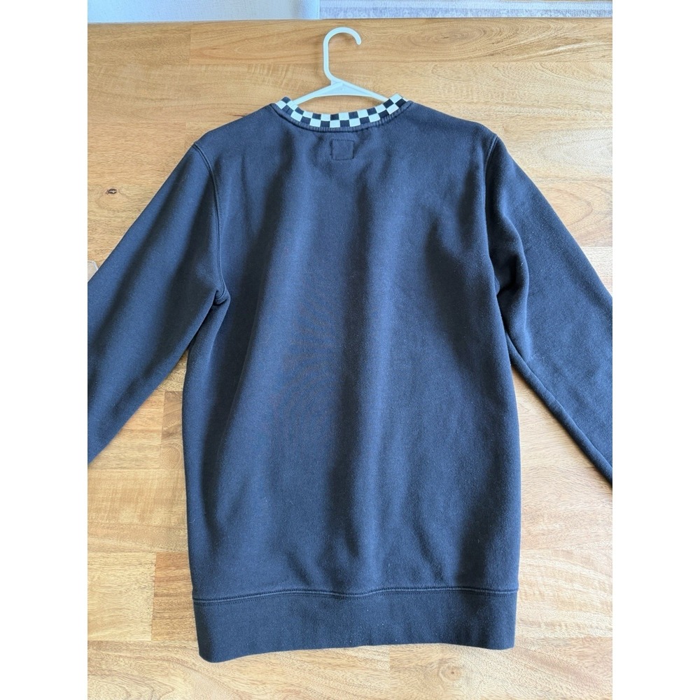 Vans Mens M Black Checkerboard Collar Crewneck Sweatshirt Sun Graphic Y2K - Picture 5 of 6